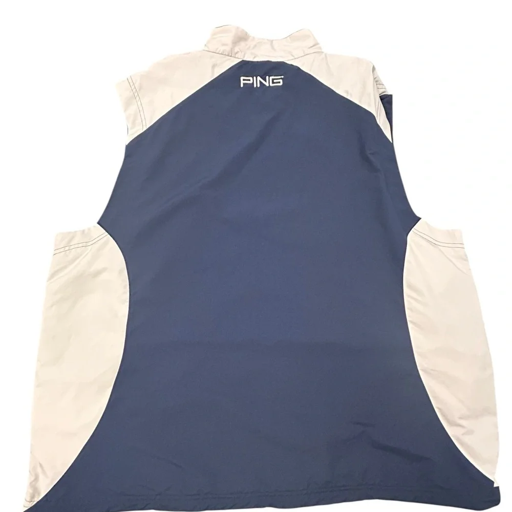 Ping Men’s Performance Dynamics Navy and Beige Zip Golf Vest XXL H Crest‎